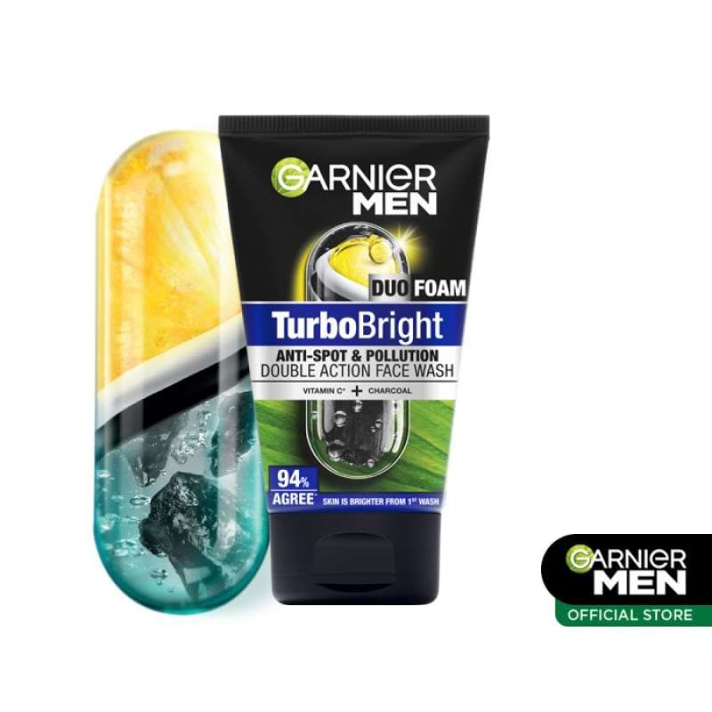 GARNIER MEN DOUBLE ACTION F WASH 150ML TURBO BRIGHT DUO FOAM
