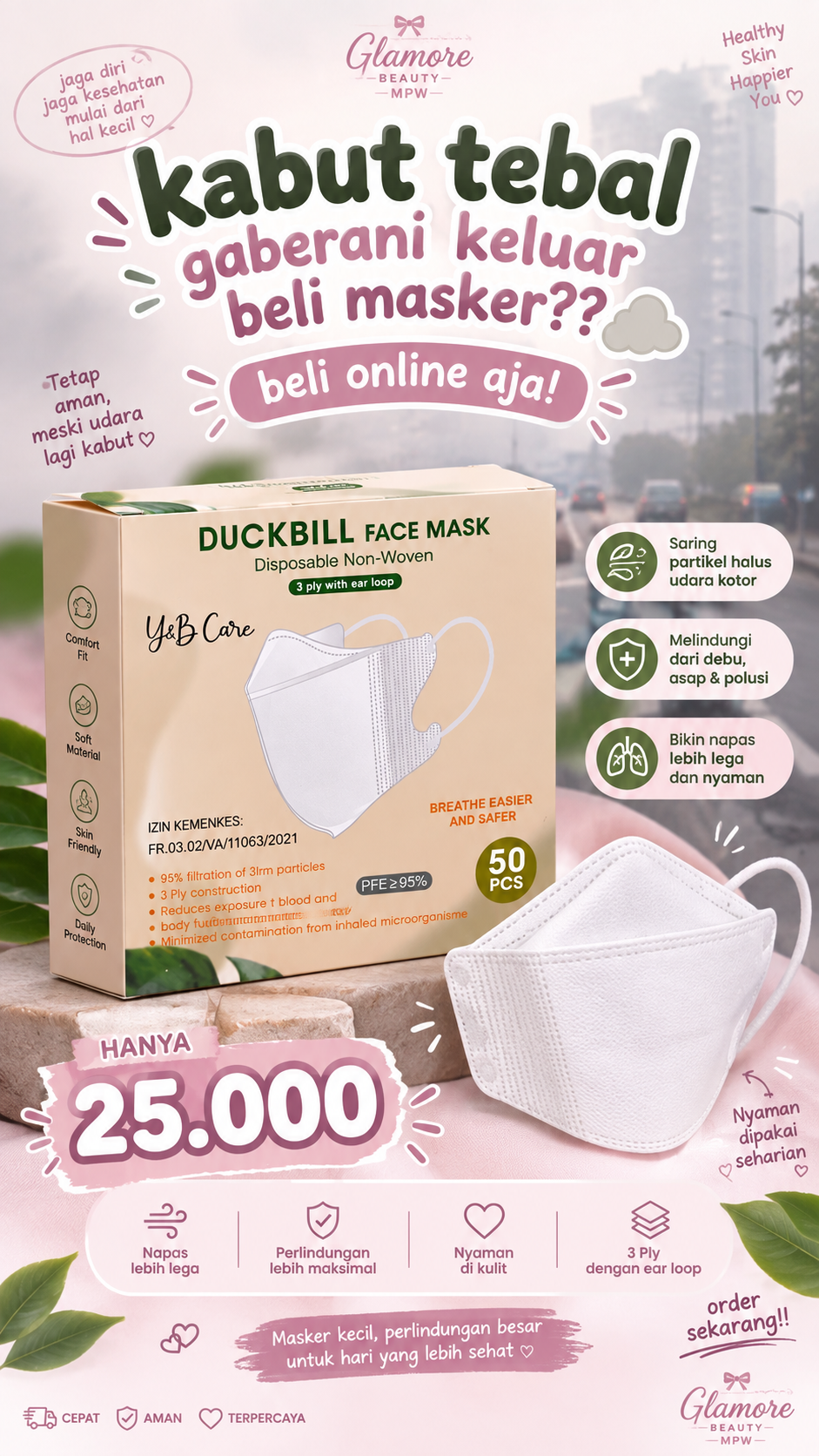 MASKER DUCKBILL ALKINDO HITAM & PUTIH BOX
